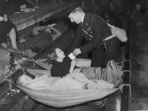 There, there now. Train tracks are much safer than what's going on up there.