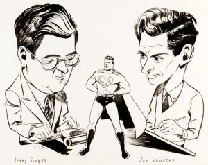 Jerry Siegel and Joe Shuster (art by Shuster)